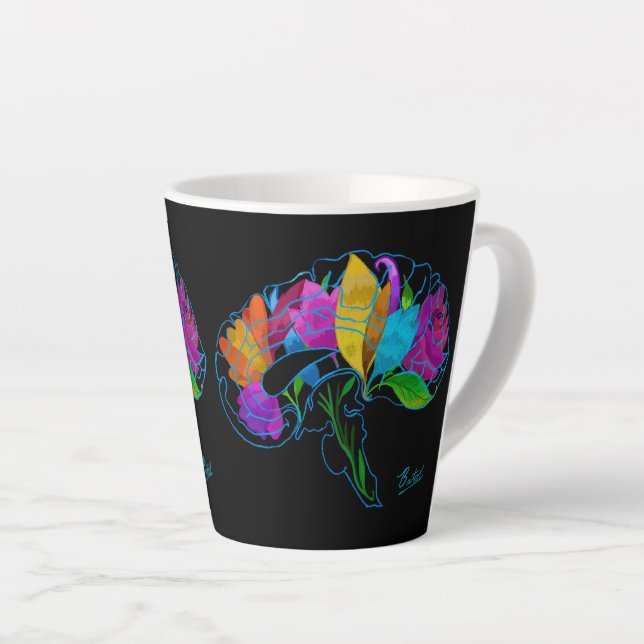 Mug en latte du cerveau floral (Angle droit)