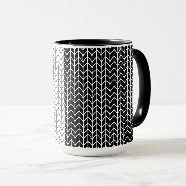 MUG EN MAILLE NOIR & BLANC Combinaison Noir Haut (Devant droit)