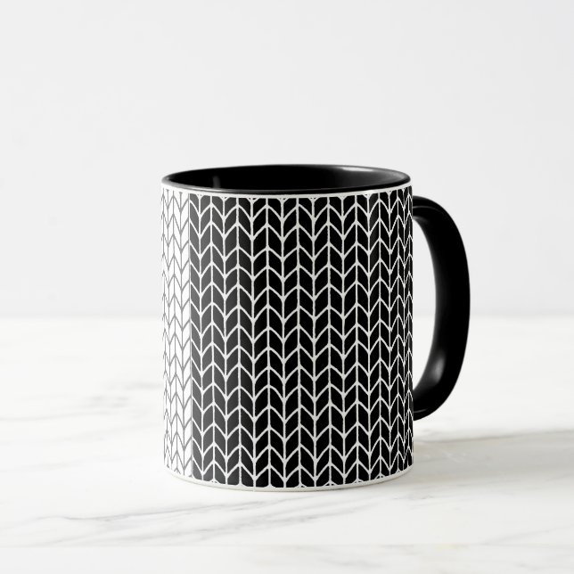 MUG EN MAILLE NOIR & BLANC Combinaison noire (Devant droit)