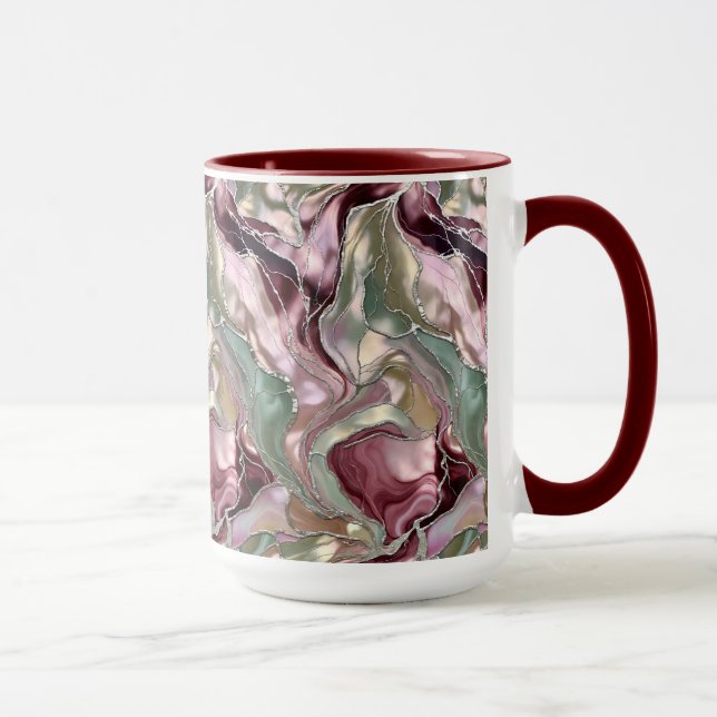 Mug en marbre Blush Sage Luxe Tasse à café abstrai (Droite)