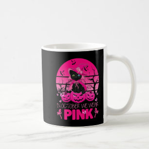 Mug En Octobre Nous Portons Pink Cute Chat Halloween B