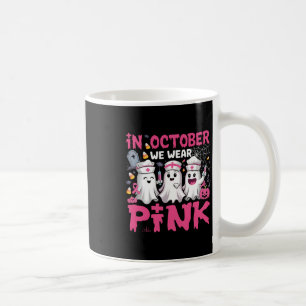 Mug En Octobre Nous Portons Pink Nurse Ghost Halloween