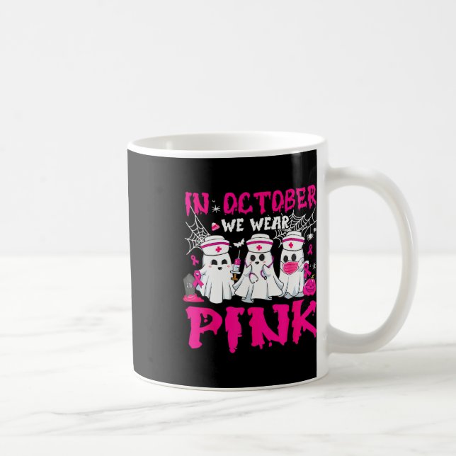 Mug En Octobre Nous Portons Pink Nurse Ghost Halloween (Droite)