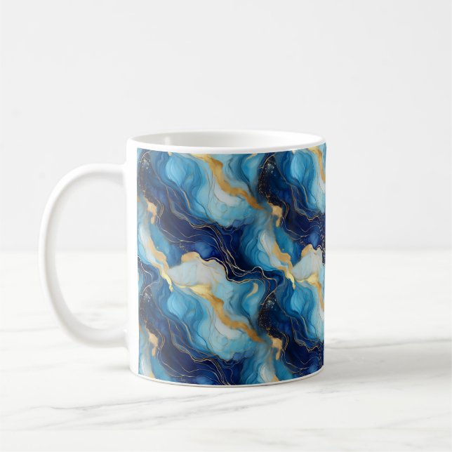 Mug en or bleu décoratif marbrée (Gauche)