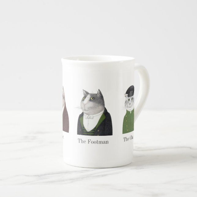 Mug en porcelaine Bone China MEN CATS + Texte (Devant droit)