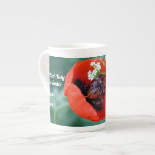 Mug en porcelaine de Bone China Fleur de pavot rou