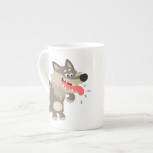 Mug en porcelaine de Chine Loup de dessin animé mi