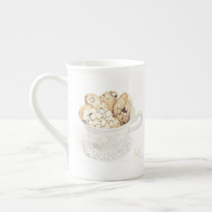 Mug en porcelaine fine BISCOTTI + Initiale