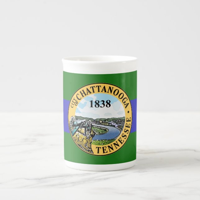 Mug en porcelaine fine drapeau de Chattanooga, Ten (Devant)