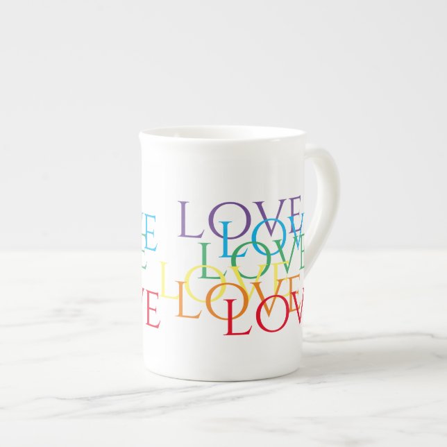 Mug en porcelaine RAINBOW LOVE (Devant droit)