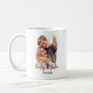 Mug en poterie personnalisé avec photo à l'aquarel