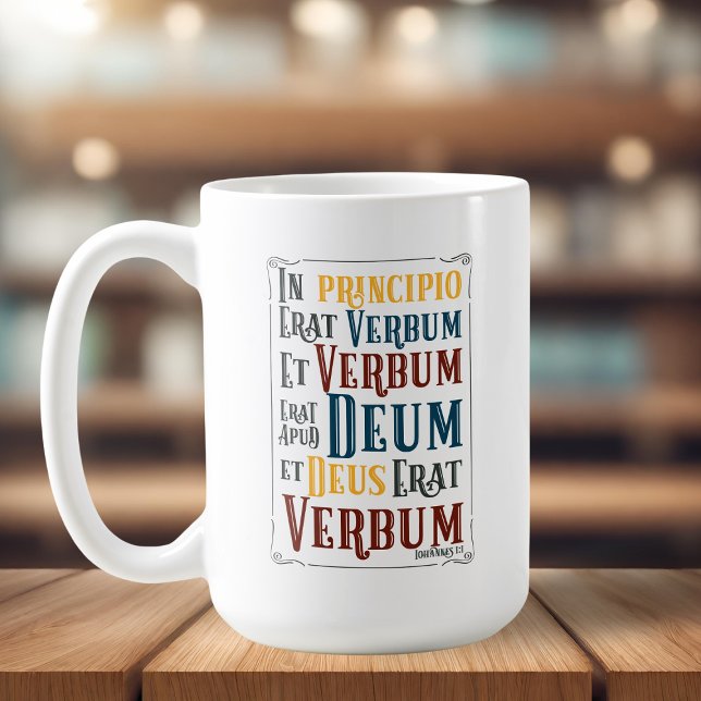 Mug En Principio Erat Verbum Latin avec anglais (In Principio Erat Verbum Latin with English Coffee Mug)