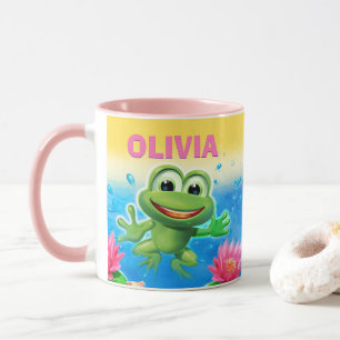 Mug En sautant la grenouille party le rose combiné