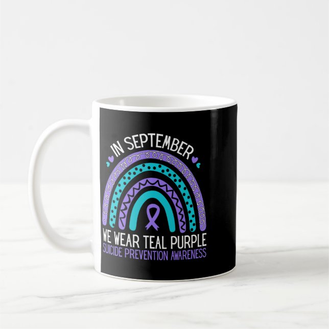 Mug En septembre, portez le ruban sarcelle violet pour (Gauche)