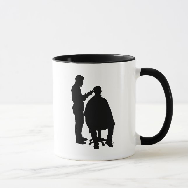 Mug en silhouette de barbier Personnaliser avec le (Droite)