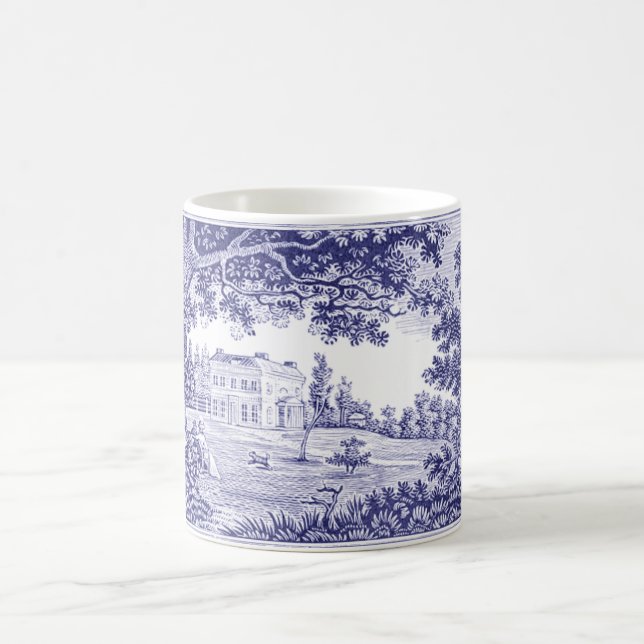 Mug en toile bleue - Décor champêtre français (Centre)