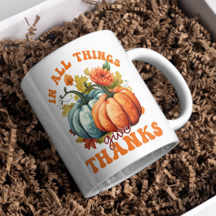 Mug "En toutes choses Givethanks" Tombe Thanksgiving