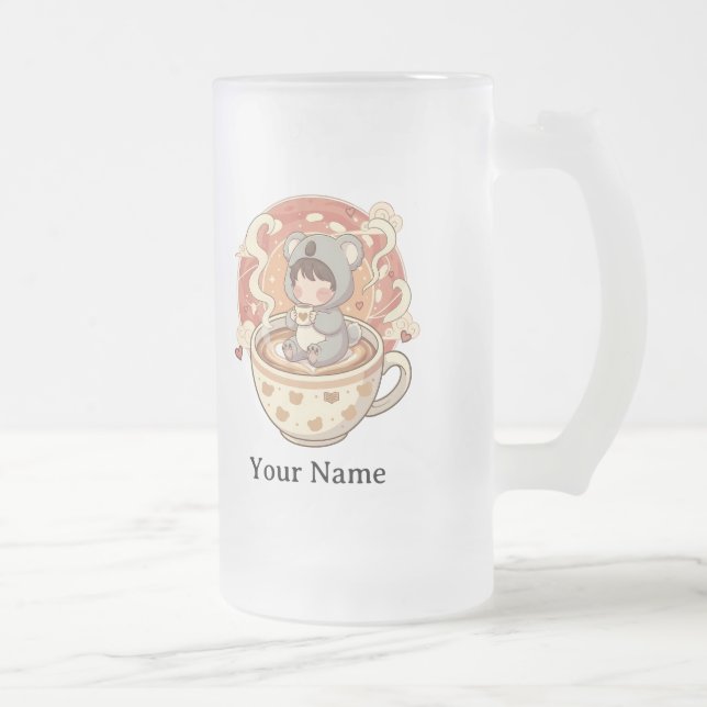 Mug en verre clair esthétique Chibi Koala (Droit)