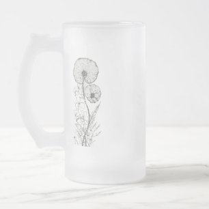 Mug en verre dépoli - 16 oz Art floral en contour