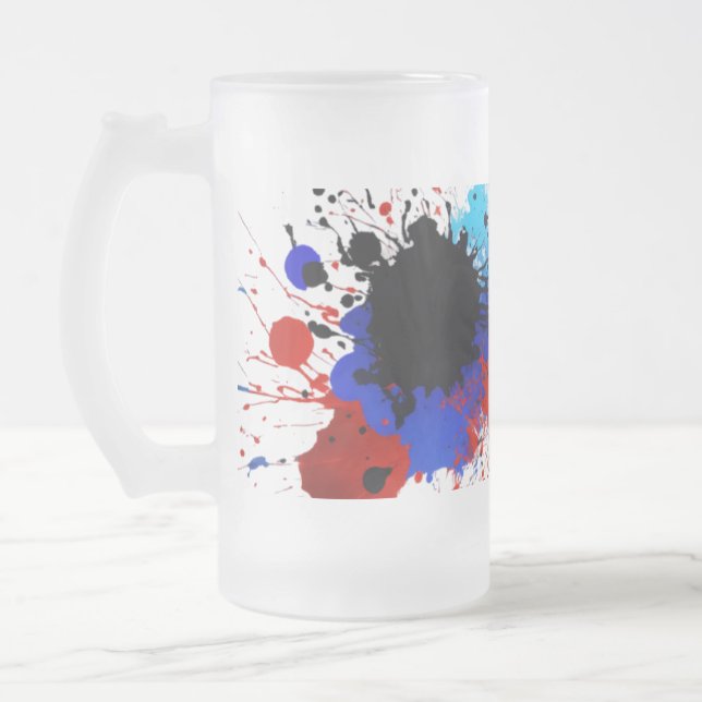 Mug en verre dépoli 16 oz - éclaboussures couleur  (Gauche)