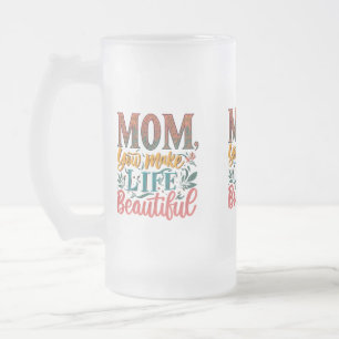 Mug en verre dépoli 16 oz - "Maman, tu fais la vie