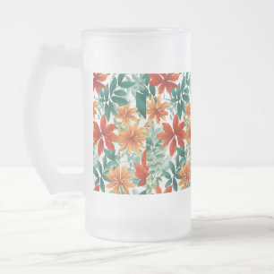 Mug en verre dépoli 16oz-Feuilles et Motifs de la