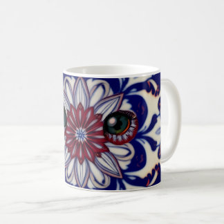 Mug en verre dépoli à motif botanique bleu aquarel