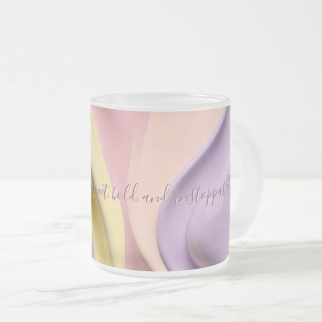 Mug en verre dépoli au graphique abstrait stylisé (Devant droit)