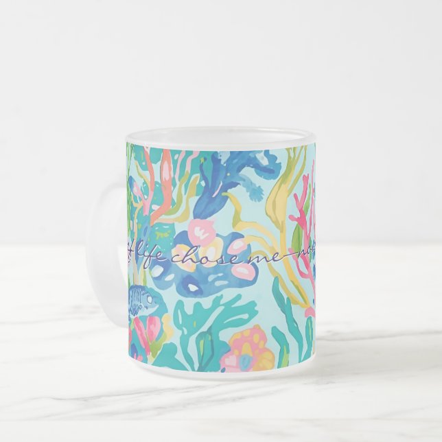 Mug en verre dépoli au graphisme élégant (Devant gauche)