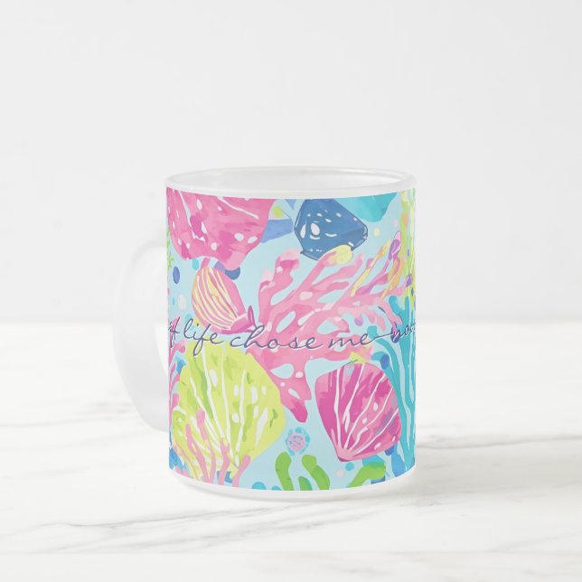 Mug en verre dépoli au graphisme élégant (Devant gauche)