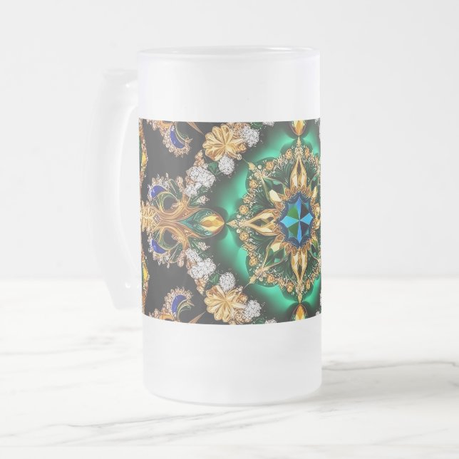 Mug en verre dépoli avec design couleur brésilienn (Devant gauche)