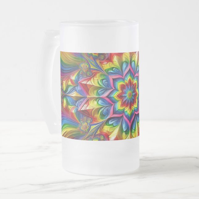 Mug en verre dépoli avec design couleur LGBTQ (Devant gauche)