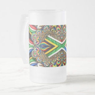 Mug en verre dépoli avec design couleur sud-africa