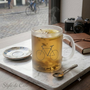 Mug en verre dépoli avec design de vélo propre