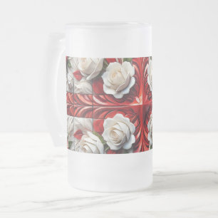 Mug en verre dépoli avec design Rose anglais