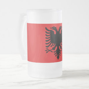 Mug en verre dépoli avec drapeau d'Albanie