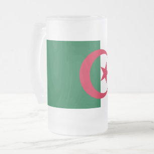 Mug en verre dépoli avec drapeau d'Algérie
