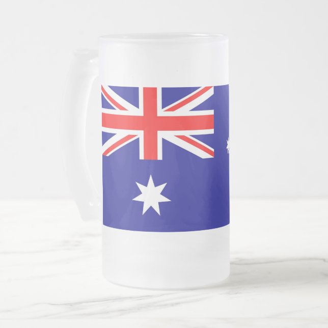 Mug en verre dépoli avec drapeau d'Australie (Devant gauche)