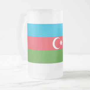 Mug en verre dépoli avec drapeau d'Azerbaïdjan