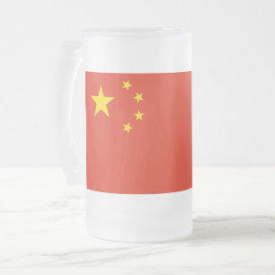 Mug en verre dépoli avec drapeau de la Chine