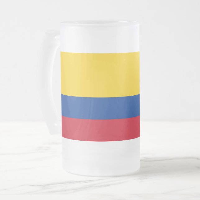 Mug en verre dépoli avec drapeau de la Colombie (Devant gauche)