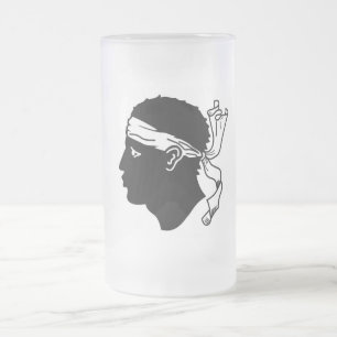 Mug en verre dépoli avec drapeau de la Corse, Fran