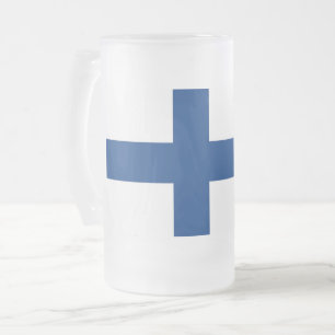Mug en verre dépoli avec drapeau de la Finlande