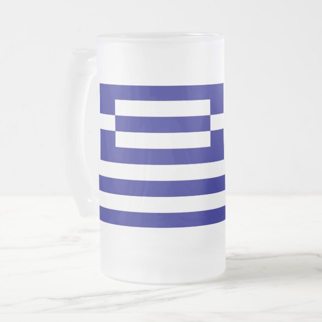 Mug en verre dépoli avec drapeau de la Grèce (Devant gauche)
