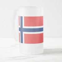 Mug en verre dépoli avec drapeau de la Norvège