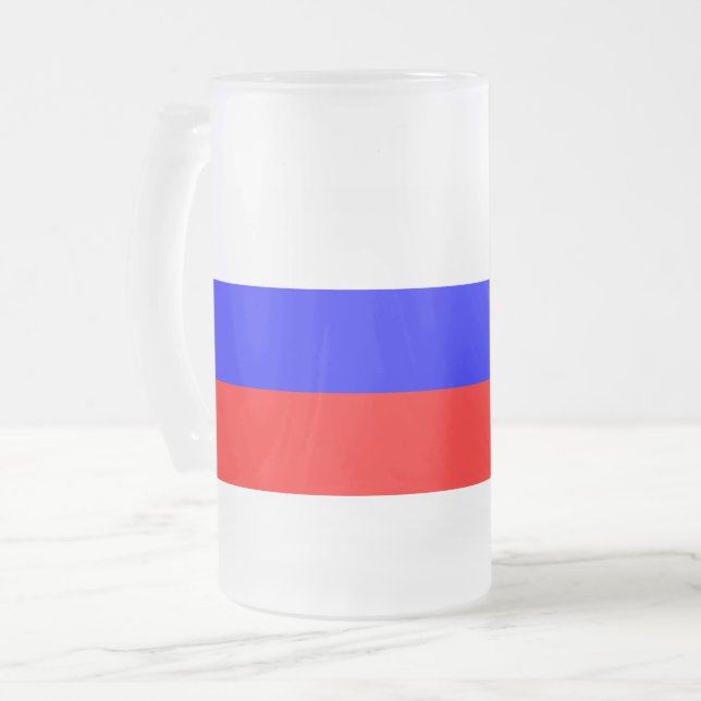 Mug en verre dépoli avec drapeau de la Russie (Devant gauche)