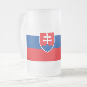 Mug en verre dépoli avec drapeau de la Slovaquie