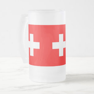 Mug en verre dépoli avec drapeau de la Suisse
