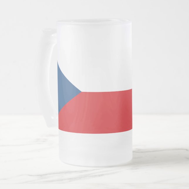 Mug en verre dépoli avec drapeau de la Tchéquie (Devant gauche)
