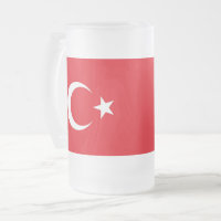 Mug en verre dépoli avec drapeau de la Turquie